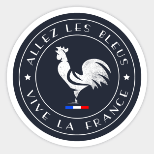 Allez les Bleus Vive La France Gallic Rooster Two Stars Sticker